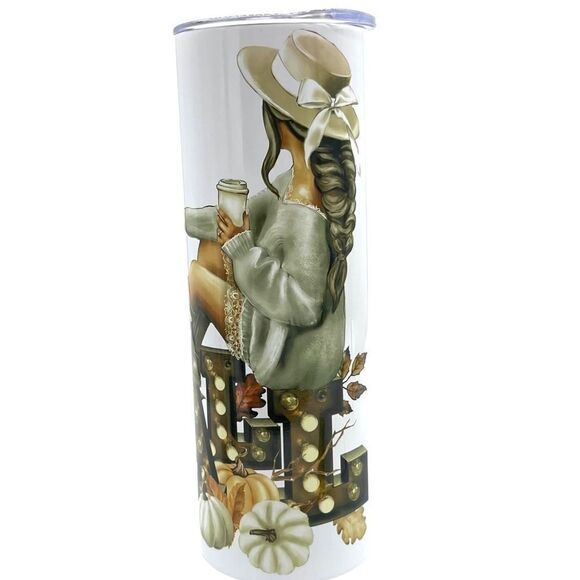 Fall Pumpkin Girly Tumbler 20 oz Hot And Cold Skinny - Picture 6 of 8